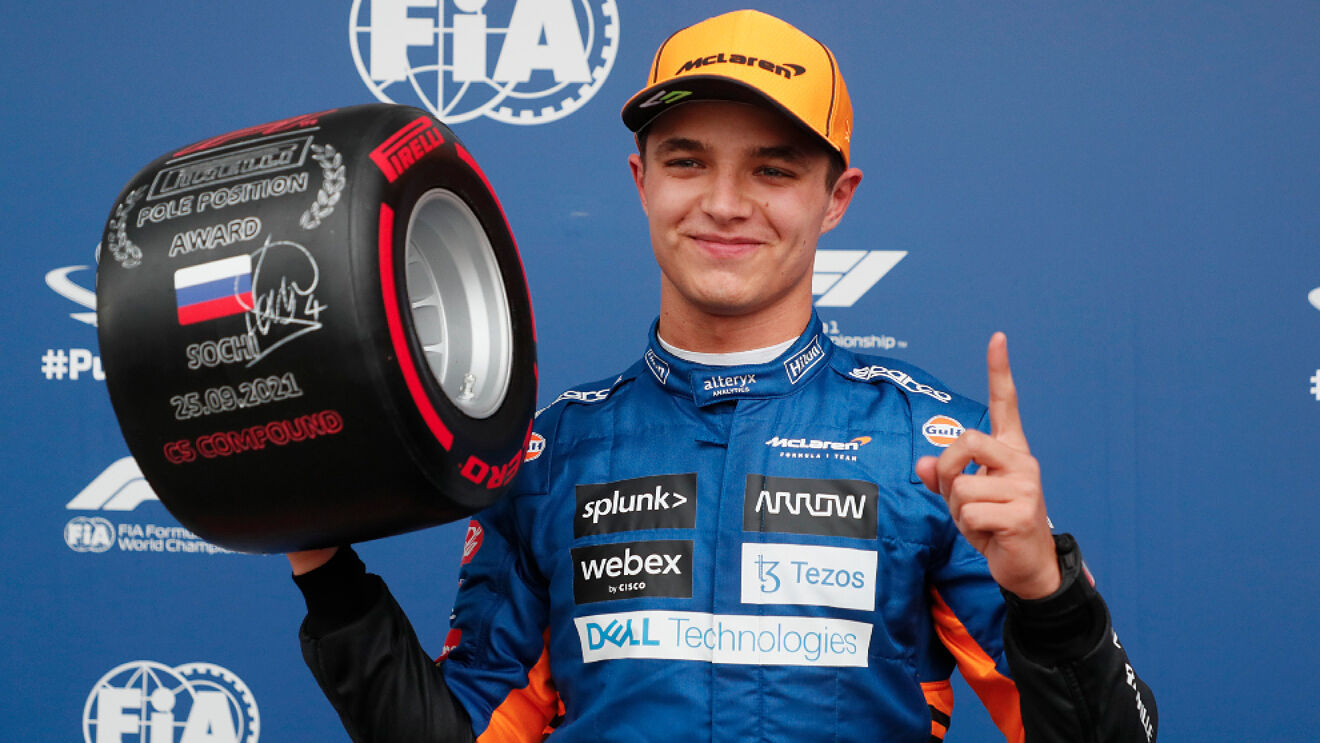 Norris sorprende con la pole en Rusia seguido de Sainz y Russell